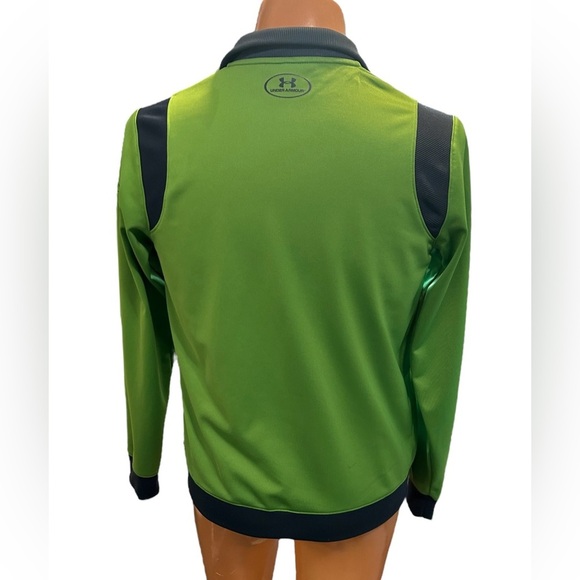 Under Armour Men's Track Jacket Neon Med Green Gray Full Zip, Gym Fitness Casual - Picture 3 of 10